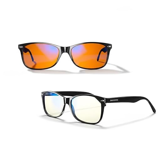 Swanwick Classic Day and Night Swannies Set - 2 Pairs of Premium Blue Light Blocking Glasses for Men and Women - Digital Eye Strain Protection from Gaming PC and Smartphone Glare - Sleep Aid