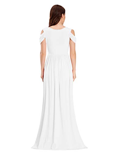 Maternity Dress,Off Shoulders Drop Sleeve Maternity, Photo Prop Dress, Maxi Wedding Gown-Baby Shower (S, White) #TOP1