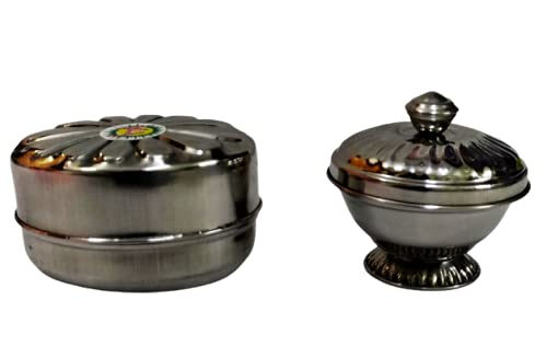 Beauty Tool Steel Soap Box and Metal Soap Tin (Oval Shape) Steel Box | Pack of 2 | (Silver Color)
