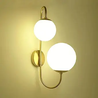 Harold Electricals Modern Gold Wall Sconce | Bedside Frosted Glass Globe Wall Lamp |Wall Mounted Light Fixture for Living Room Home Decor Bathroom Bedroom Hallway - Pack of 1(Bulb Not Included)