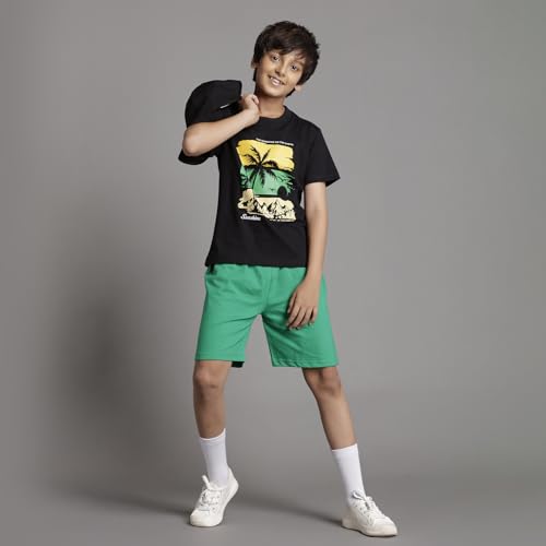 Image of T2F Boys Cotton Printed Regular Fit T-Shirt and Shorts Clothing Set (Pack of 3)
