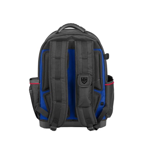 Image of WORKPRO WP281070 25L Tool Backpack, Size: 38 x 21 x 46cm, 36 Pocket Heavy Duty Tool Bag, Waterproof Molded Base, 840D tear-proof Polyester, Heavy Duty Zipper, Professional Tool Storage Backpack