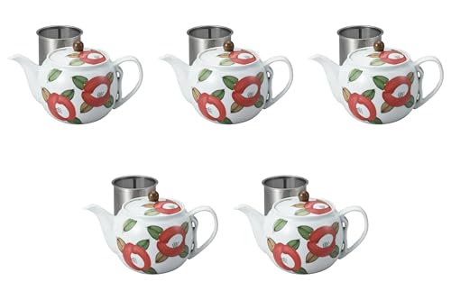 Set of 5, Round Camellia SS Pot [4.7 x 4.7 inches (12 x 12 cm) (725 cc)] | Arita-yaki Pot, Setomonohonpo