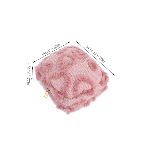 Cute Coin Pouch: Heart Design Fuzzy Makeup Bag - Cute Travel Cosmetic Organizer - Mini Coin Pouch Purse For Teens And Girls2