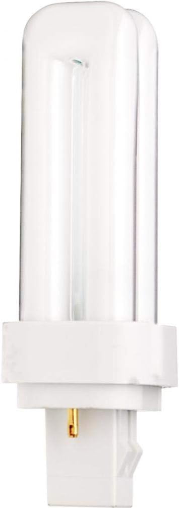 Satco S6717 Pin-based Compact Fluorescent Lamp, 13 Watts, 780 Lumens, T4 Shape, GX23-2 ANSI Base, 4.59" MOL, 1.38" MOD, 2700 CCT (Kelvin), 360 Beam Spread, 10000 Average Rated Hours, White Finish