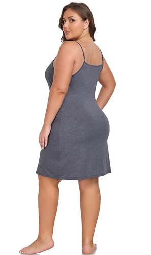 Image of VintageClothing Womens Plus Size Full Slip Under Dresses Adjustable Spaghetti Strap Nightgown Soft Sleepwear Cami Dress