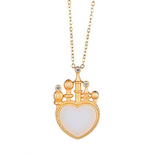 Collier argent 925 anti-allergie château en jade blanc pour sublimer les peaux sensibles
