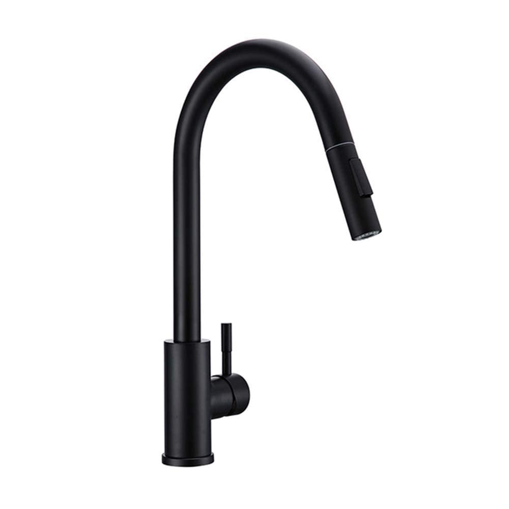 VDOQTLJT Taps Shower Heads 2 Functions Pull Out Kitchen Faucet Single Handle High Arc Brass Sink Faucets with Down Sprayer