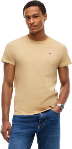 Tommy Jeans T-Shirt da Uomo a Maniche Corte Slim Fit Originale Tjm, Beige (Beige Sabbia), 4XL