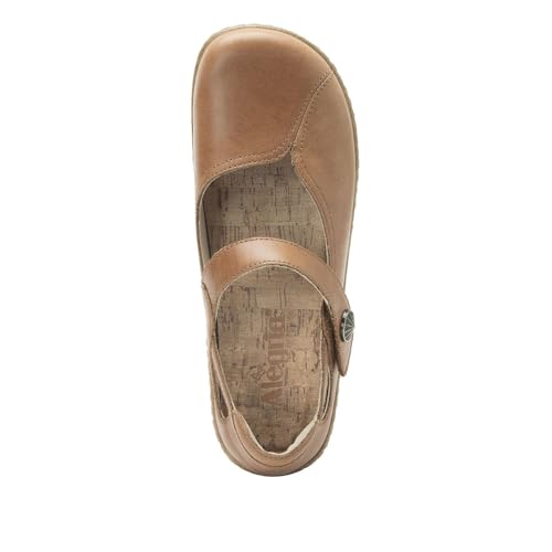 Image of Alegria Women's Onika Leather Wood Grain Mary Jane Shoes