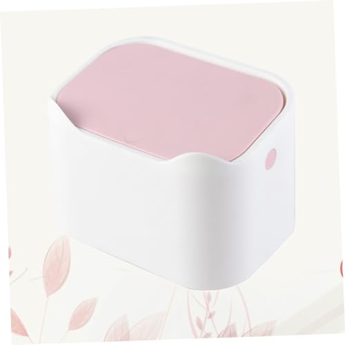 Papelera pequeña de escritorio con tapa rosa miniatura 7