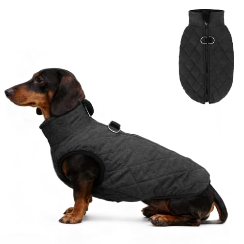 Image of SCENEREAL Dachshund Winter Dog Vest Coat with Harness Built in
