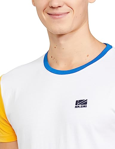 Image of Pepe Jeans Men's Cotton Western Slim Fit Color Block T-Shirt (Pack of 1)