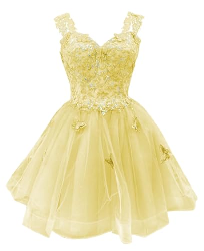 Image of Youjiayi 3D Butterfly Short Homecoming Dresses for Teens Off Shoulder DAMA Dresses for Quinceanera Glitter Sequin Prom Dress