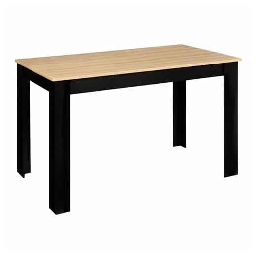 IDMarket - Table à Manger Rectangle ROZY 6 Personnes Noire Plateau façon hêtre 110 cm