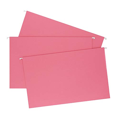 Smead Colored Hanging File Folder, Tabs Not Included, Legal Size, Pink, 25 per Box (64479)
