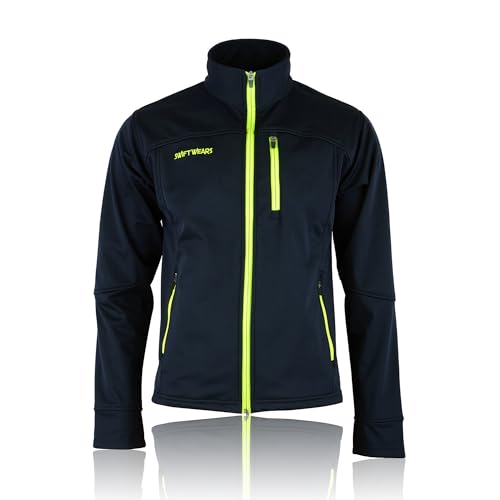 Mens Softshell Thermal Winter Jacket Warm Fleece Lined Outdoor Casual Water Repellant Work Zip Up Collared Pockets High Visibility Windproof Jacket (UK, Alpha, XXL, Regular, Regular, Navy Blue)