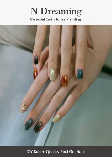 ohora Semi Cured Gel Nail Strips (N Dreaming) - Works with Any UV Nail Lamps, Salon-Quality, Long Lasting, Easy to Apply & Remove - Includes 2 Prep Pads, Nail File & Wooden Stick - Image 3