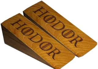 Natural Door Stop Hodor Stopper Elms Wood Ulmaceae Strong Hold Anti- Slip Rubber Wedge GOT Compatible with Every Surface 2 Pack Gift Engraved Merchandise Gag