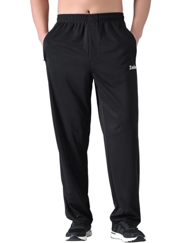 Zoulee Men's Warm-Up Open Hem Track Pants Lightweight Sweatpants with Zipper Fly2