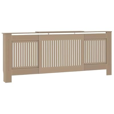 Favemtsl Adjustable Radiator Cover 55.9"-80.7" Wide, Engineered Wood Radiator Cabinet with Storage Top Shelf and Vertical Slats for Living Room and Hallway