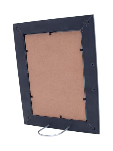 Image of GOLDEN PEACOCK 5x7 Inch Photo Frame - Antique Piano Black with Metallic Silver Border | Premium Tabletop & Wall Hanging Picture Frame for Home Decor, Office & Gifting
