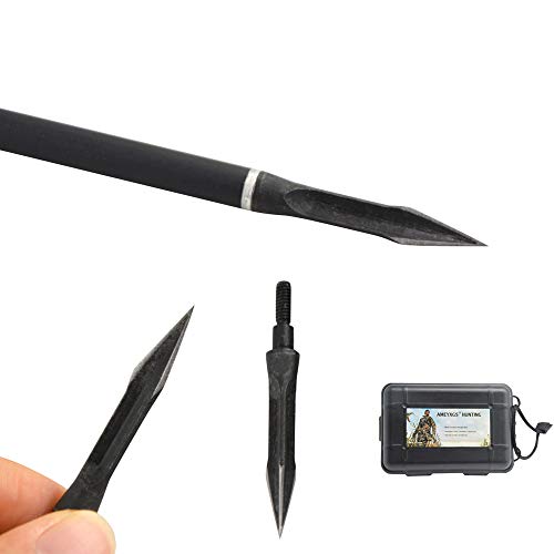 ZSHJGJR Pointes de flèche Traditionnelles en Acier au Carbone Chasse Broadheads Tir à l'arc Tête de Flèche Pointes de vis pour Les Flèches avec Boite (12 pièces + boîte) Cover