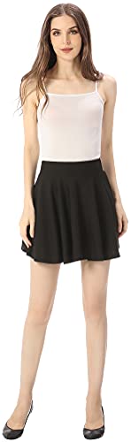 Hoerev Women Girls Short High Waist Stretchy Skater Tennis Skirt With Shorts,Black_Elastic Waist Band,8,X-Large #TOP6