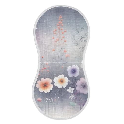 2 Pack Blooming Delicate Flowers Muslin Burp Cloths Cotton Absorbent Baby Burping Rags for Boys Girls Soft Newborn Burp Bibs, 22 x 11 Inch