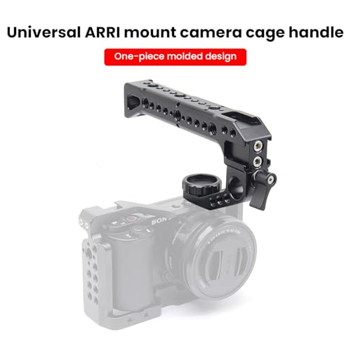 Image of Universal ARRI Rosette Camera Cage Handle - CNC Aluminum Top Handle with 1 /4 inch Threads & NATO Rails (YHP-04A)