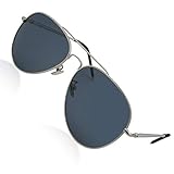 Yveser Polarisierte Sonnenbrille Pilotenbrille für Männer und Frauen Yv1816 (Schwarze Linse/Silber Rahmen)