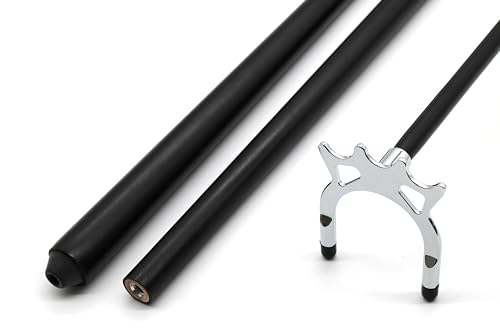 BILMAG Billard Zubehör Cue Queue Brücke Queuebrücke Oma Chrom + Holzstiel 145cm 2-TLG, Schwarz Matt (Spider (Hoch) +...