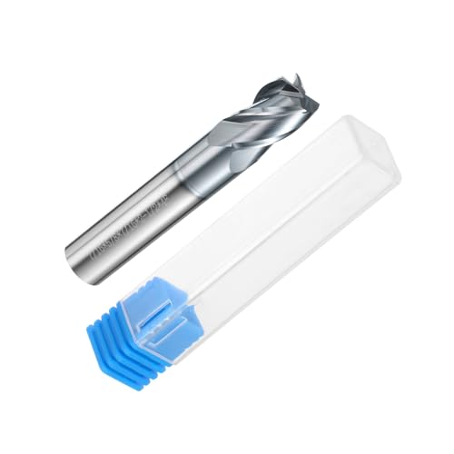 Image of HARFINGTON Carbide Square Nose End Mill Bit 7 /16 inch Cut Dia 4 Flutes TiAlN Coated Milling Cutter for Hardened Steel Metal (7 /16 inch Shank 5 /8 inch Cut Length 2-1 /2 inch Long 30 Degree Helix HRC53-55)