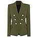 UJDKCF Botones de Plata clásica de Las Mujeres Doble Blazer Chaqueta Verde Oliva Verde M