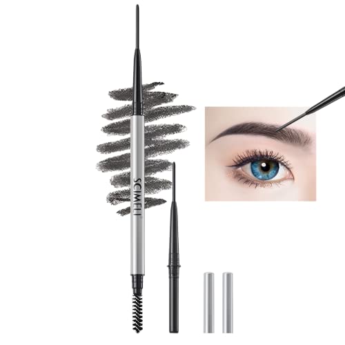 Eyebrow Pencil,2Pcs Professional Micro Brow Pencil With Spoolie Brush,Longwearing Waterproof Eyebrow Pencil Black,Includes Eyebrow Pen And Makeup Brushes.(Black) #TOP2