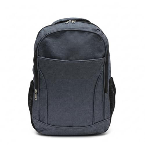 Mochila Escolar Versátil para Adultos e Jovens - Poliéster Leve e Durável com 3 Compartimentos Zíper, 2 Bolsos Laterais Porta Garrafa - Cores: Preto, Cinza, Azul Marinho. (Cinza)