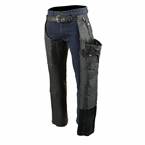 Image of Milwaukee Leather Men's Thermal Lined Premium Leather Motorcycle Bikers Riders Chaps