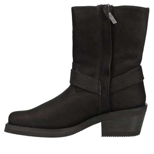 HARLEY-DAVIDSON FOOTWEAR Women's Korsen Harness Mid Calf Boot, Black, 73