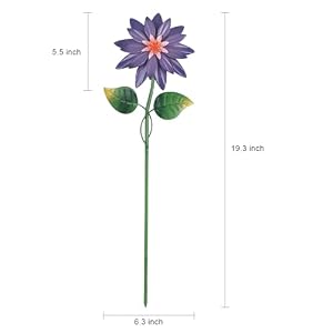 hogardeck Metal Flower Decorative Garden Stakes,4 Pcs 19" Outdoor Garden Decor with Shaking Flower Head Yard Stakes, Yard Art Spring Decorations for Patio Lawn (Pink & Yellow & Purple & Orange) hogardeck Metal Flower Decorative Garden Stakes4 Pcs 19 Outdoor Garden Decor with Shaking Flower Head Yard Stakes Yard Art Spring Decorations for Patio Lawn Pink Yellow Purple Orange