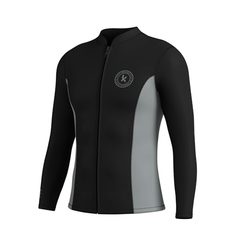 KMT Wetsuit Top Men 2.5mm Wet Suits Jackets, Grey 3X-Large