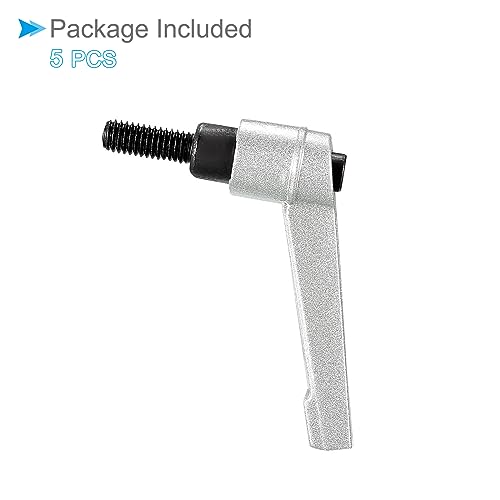 Image of Clamping Lever Handles, M6 x 16mm Male Thread, Adjustable Quick Release Locking Rotating Bolt Knobs Silver Tone - (Applications: for Lathe Machinery), 5-Pieces