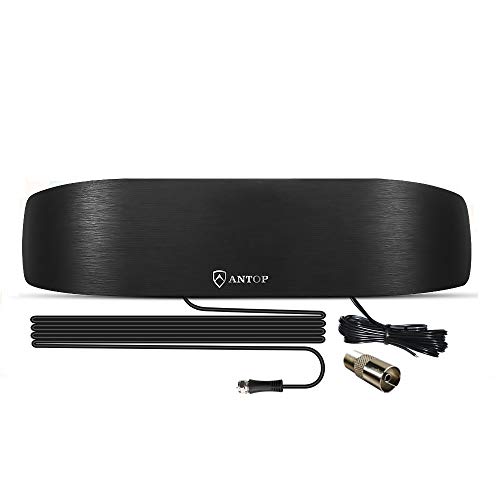 ANTOP Amplified Indoor AM FM Antenna, 50 Mile Radio Antenna with Built-in Digital