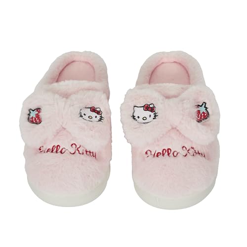 HELLO KITTY - Chaussons "Hello Kitty" - Textile Polyester et Caoutchouc Thermoplastique TPR - Rangement Chaussant Confort, Design Émblématique - Taille 8.5 x 10 x 28 - Lavable à la Main - Rose