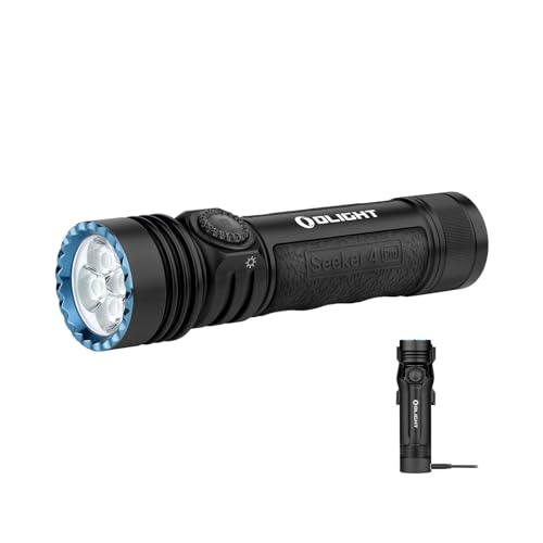 OLIGHT Seeker 4 Pro Bright Flashlights with Flashlight Holster, LED Flashlight rechargeable Torch Two Charging Options| Waterproof |4600 lumens for Emergencies, Outdoor, Working(Matte Black)