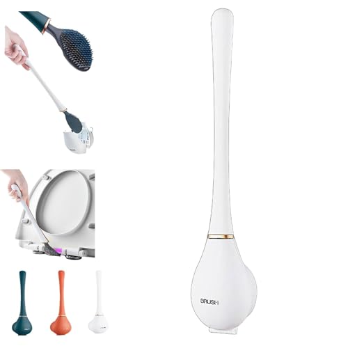 Image of Modern Flexible Silicone Toilet for Home 2025 New Silicone Toilet Brush and Holder Set Wall Mounted Cleaning Kit with Dispenser Flexible & Hygienic Bathroom Scrubber for Home (White)
