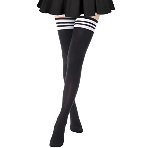 Image of DRESHOW Extra Long High Thigh Socks Striped Over Knee Thin Tights Long Stocking