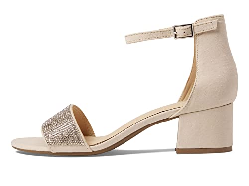 Sugar Womens SGRNOELLE4 Faux Suede Rhinestone Block Heel Beige 9 Medium (B,M)4