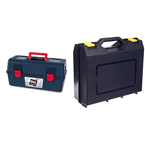 Tayg - Caja herramientas plástico nº 25 & Maleta herramientas eléctricas no 40, Color Azul Oscuro, 385 x 330 x 130 mm