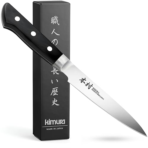 Image of Kimura Paring Knife, [Made in Japan], 3.5 inch Professional Chef Knife, Ultra Sharp High Carbon Molybdenum Stainless Steel Kitchen Knives, Chefs Knife with Ergonomic Handle - Japanese Chef's Knife