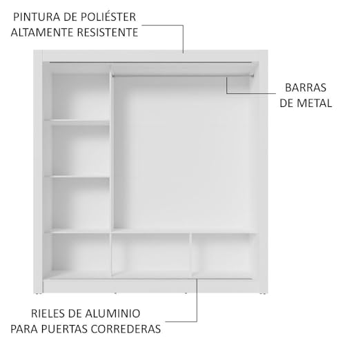 Image of Madesa 3 Sliding Doors Wardrobe Ample Storage Wooden Almirah 170 Cm with Shelves and Hanging Units for Bedroom - White